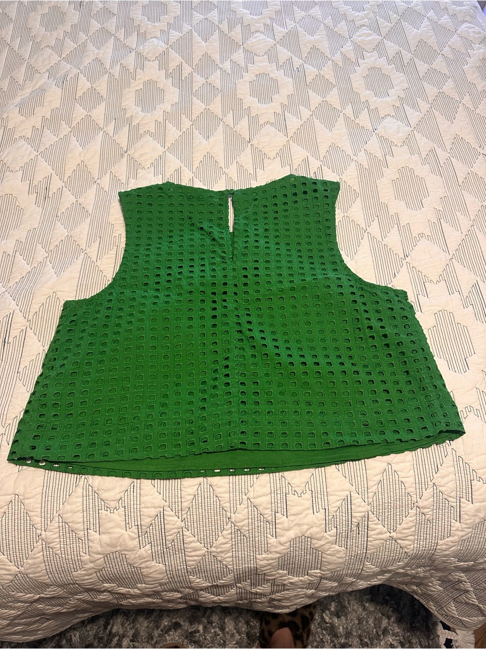 Kate Spade New York Green Sleeveless Eyelet Crop Top - Picture 4 of 7